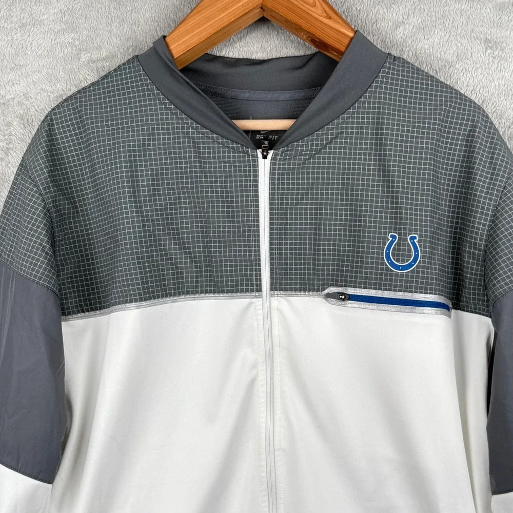 Indianapolis Colts Dri-FIT Full Zip Jacket‎ Mens XXL Gray White NFL On Field